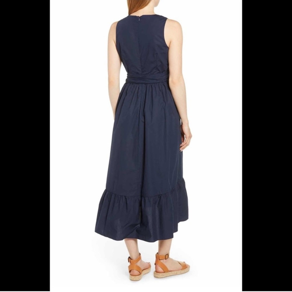 J. Crew Tan Faux Wrap Crisp 100% Cotton Midi Dress - Picture 3 of 12